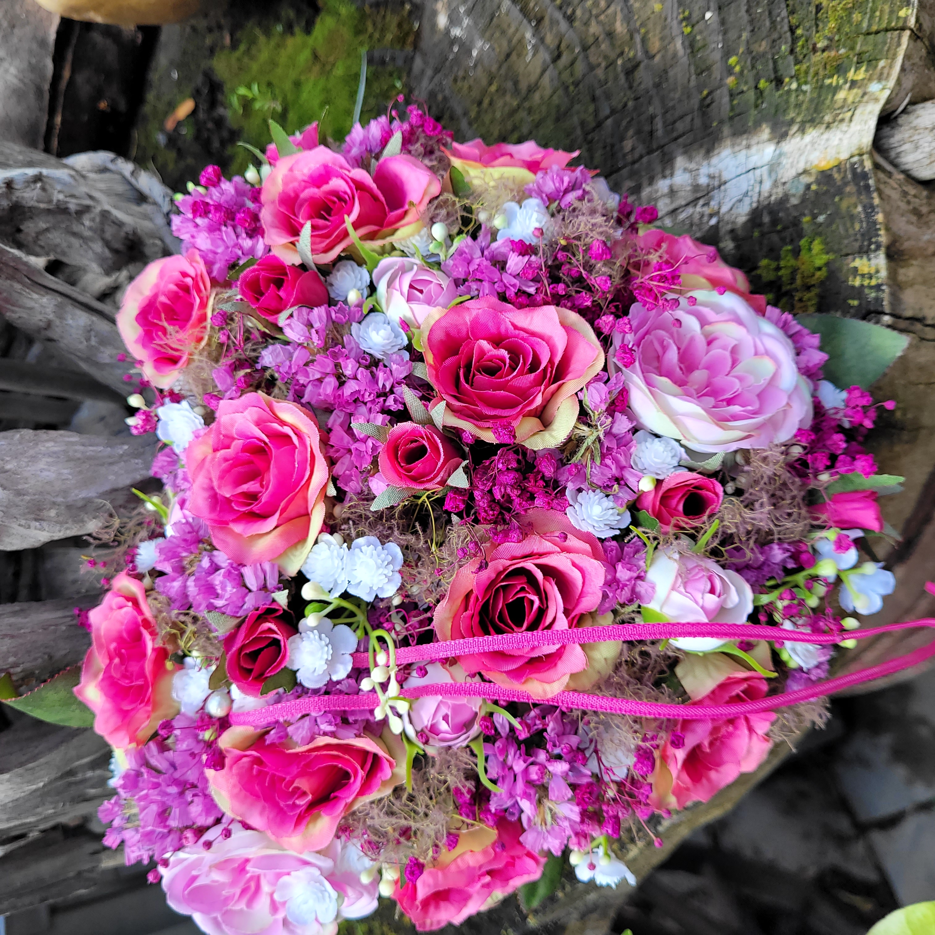Herz * Grabschmuck * Trockenblumen * Seidenblumen 