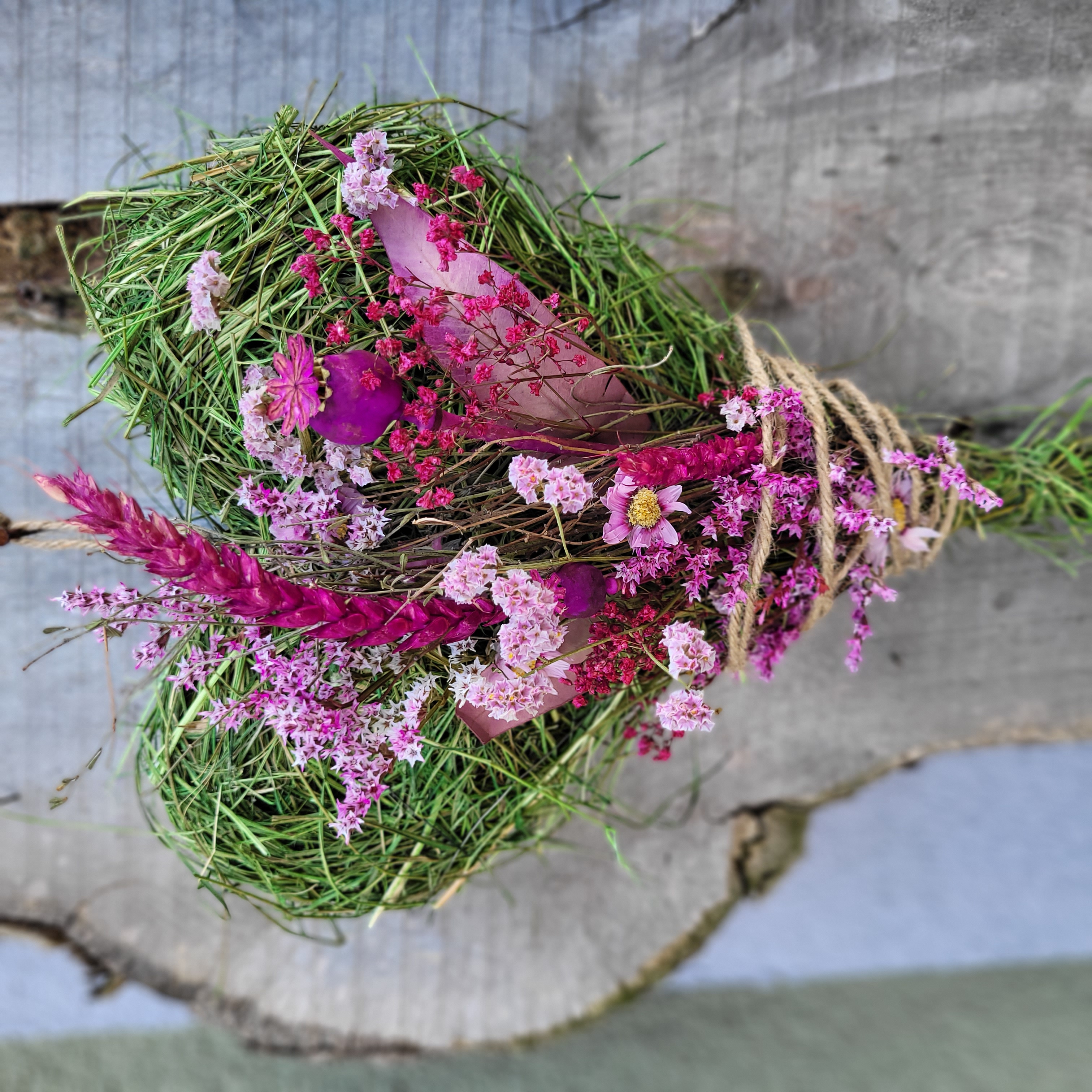 Blütenherz * Trockenblumen * Heuherz * rosa pink