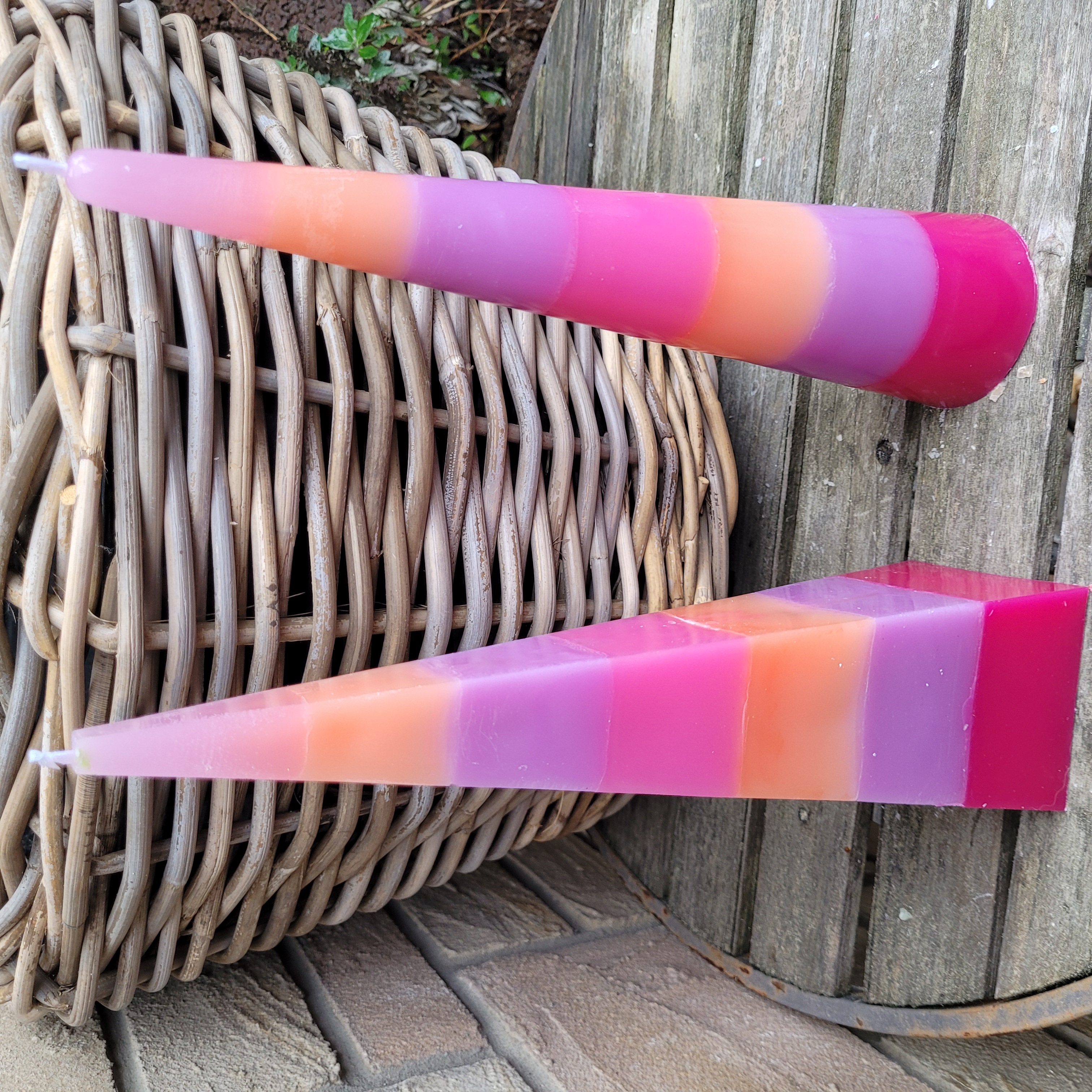 Pyramide * Kerze * Kegel * pink orange